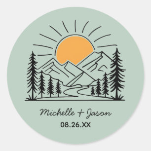 Adesivo Arte moderna de montanhas em linha para casamento 