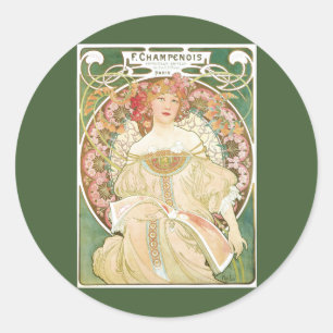 Adesivo Arte Nova Antiga, Champenois por Alphonse Mucha