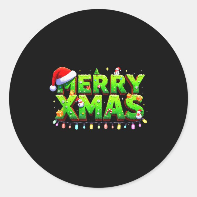 Adesivo Arte Pixel de Creeper Alegre de Natal Piada de Jog (Frente)