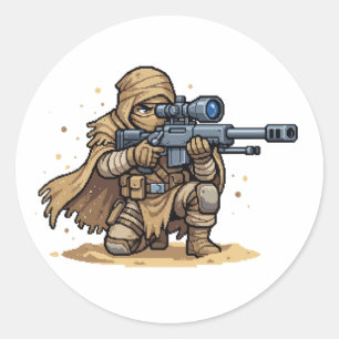 Adesivo Arte Pixel Sniper Tático Soldado Deserto Militar