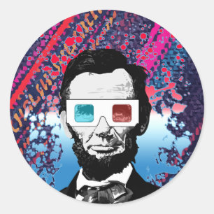 Adesivo Arte Pop Abraham Lincoln Óculos 3D Neon Patriótico