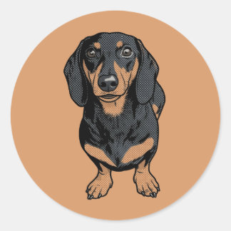 Adesivo Arte Pop Dachshund Preto e Marrom Cão Quadrinho Gr