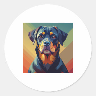 Adesivo Arte Pop Retro Rottweiler - Retrato Colorido de Ca
