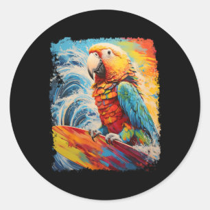 Adesivo Arte Pop Vintage Papagaio Surfista Pet Bird