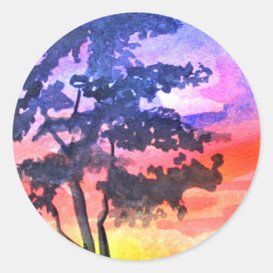Adesivo Arte por aquarela da paisagem do Sonho Sunset