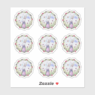 Adesivo Arte Por Aquarela De Coelhinho De Páscoa Bonita