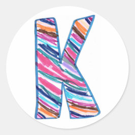 Adesivo Arte por Kaleb Colorida Letra K Circle Sticker