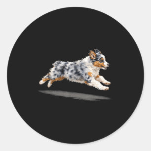 Adesivo Arte retrô de cachorro fofo correndo pastor austra