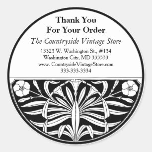 Adesivo Arte Retro Deco Floral Business Obrigado Endereço