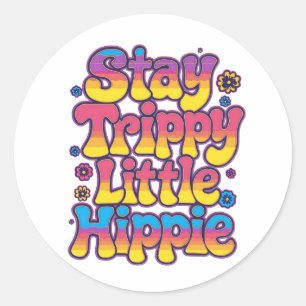 Adesivo Arte Retro dos Anos 70 Fique Tripado Pequeno Hippi