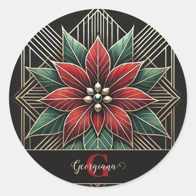 Adesivo Arte Retro Personalizada Deco Poinsettia (Frente)