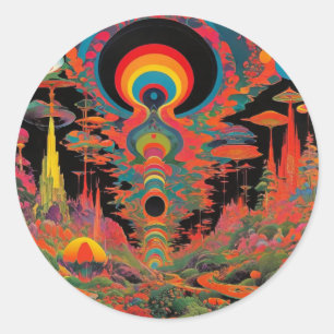 Adesivo Arte Retro Psicodélico Vintage dos Anos 60 Trippy