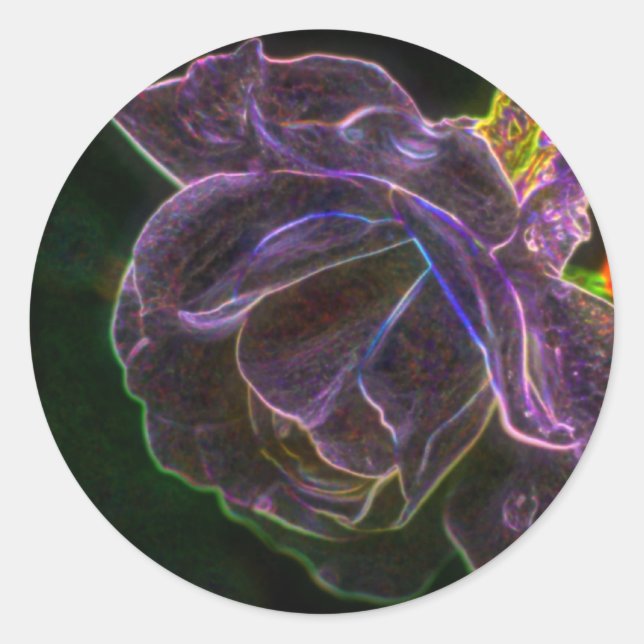 Adesivo Arte Rosa Abstrato de Flor Roxo (Frente)