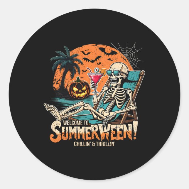 Adesivo Arte Tropical de Halloween de Skeleton Beach (Frente)