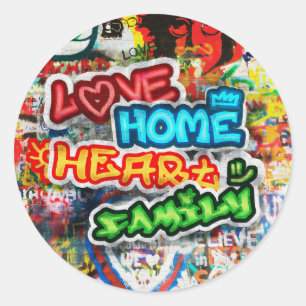 Adesivo Arte Urbana Colorida Funky Graffiti Amor Casa Cora
