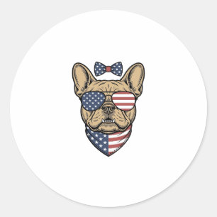 Adesivo Arte Vetorial de Bulldog Francês Patriótico Vintag