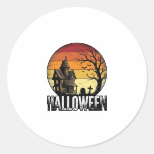 Adesivo Arte Vetorial de Casa Assombrada de Halloween Vint