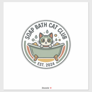 Adesivo Arte Vetorial de Gato de Banho de Sabão POD - Club