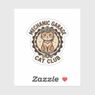 Adesivo Arte Vetorial de Gato de Garagem Mecânica - Gara M