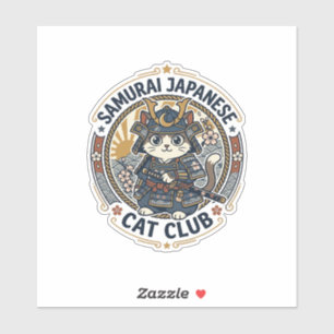 Adesivo Arte vetorial de gato japonês samurai POD - Samura