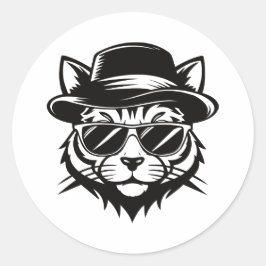 Adesivo Arte Vetorial de Gato Minimalista Preto