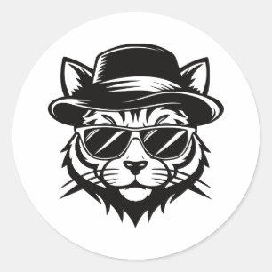 Adesivo Arte Vetorial de Gato Minimalista Preto