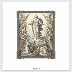 Adesivo Arte Vetorial de Gravura de Anjo da Ascensão Vinta