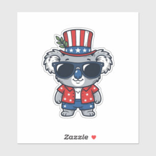 Adesivo Arte Vetorial de Koala Patriótico Estilo Vintage_1