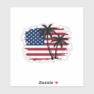 Adesivo Arte vetorial de palmeira bandeira americana patri