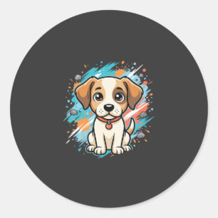 Adesivo Arte vetorial de pintura de cachorro fofo_1
