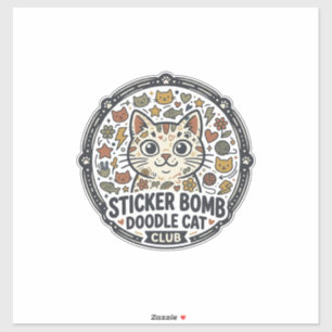 Adesivo Arte Vetorial POD de Gato Rascunho Bomba de Adesiv