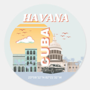 Adesivo Arte Viagens vintage em Cuba Havana