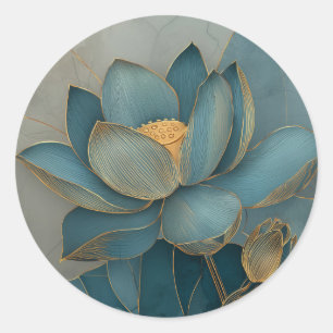 Adesivo Arte Zen Geométrica de Linha Flor de Lótus Dourada