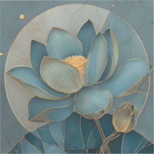 Adesivo Arte Zen Geométrica de Linha Flor de Lótus Dourada