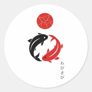 Adesivo Arte Zen Wabi Sabi Minimalista Japonês de Peixes K