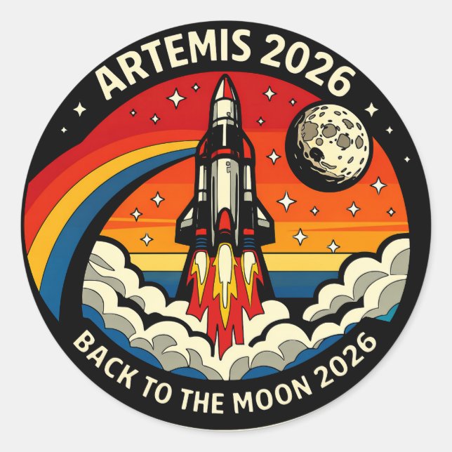 Adesivo Artemis II Moon Mission 2026 Poster | NASA Rocket  (Frente)