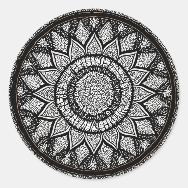 ADESIVO ARTES MANDALA - PRETO E BRANCO - ESTILO DE FLOR (Frente)