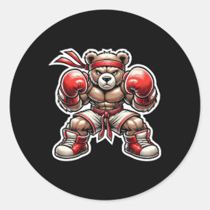 Adesivo Artes Marciais Boxe Urso Grizzly Muay Thai Rua