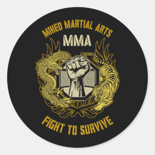 Adesivo Artes Marciais Mistas MMA Cage Dragon Fist Tiger B