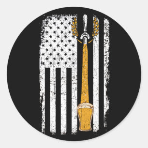 Adesivo Artesanato Beer American Flag EUA 4 de julho Brewe