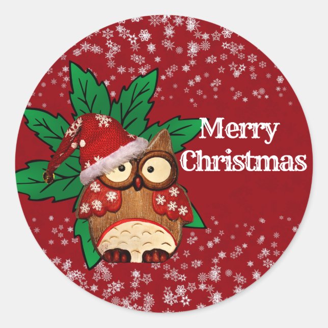Adesivo Artesanatos de festas infantis de coruja de natal  (Frente)