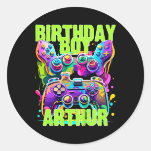 Adesivo Arthur Birthday Boy Video Game Birthday Gamer Arth