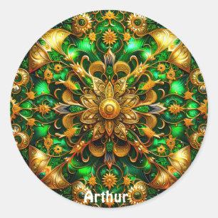 Adesivo ARTHUR ~ Verde brilhante e Dourado Natal ~