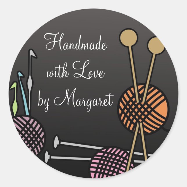 Adesivo Artigos de tricô de anzóis de crochê agulhas etiqu (Frente)