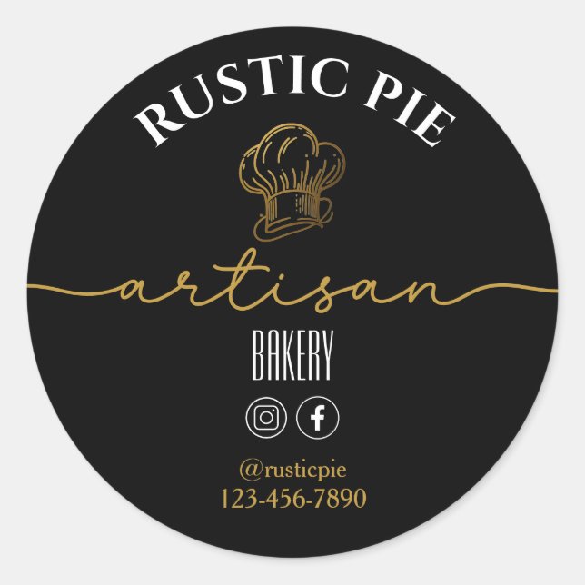 Adesivo Artisan Home Bakery Dourado Chef Hat Black (Frente)