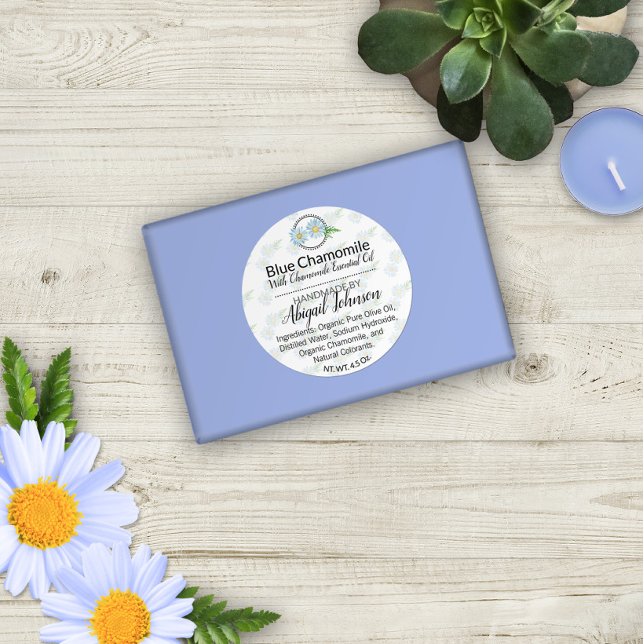 Adesivo Artisan Soap Blue Chamomile Label 🧼 (Criador carregado)