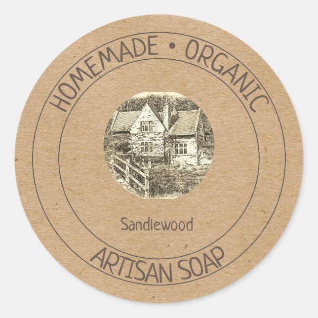 Adesivo Artisan Soap Kraft, artesanato editável (Frente)