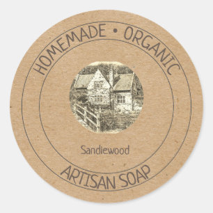Adesivo Artisan Soap Kraft, artesanato editável