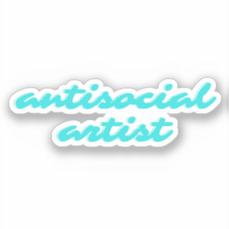 Adesivo Artista Antissocial | Cursivo Divertido Azul Água
