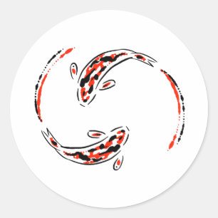 Adesivo Artista de Peixe Koi Preto e Vermelho Japonês